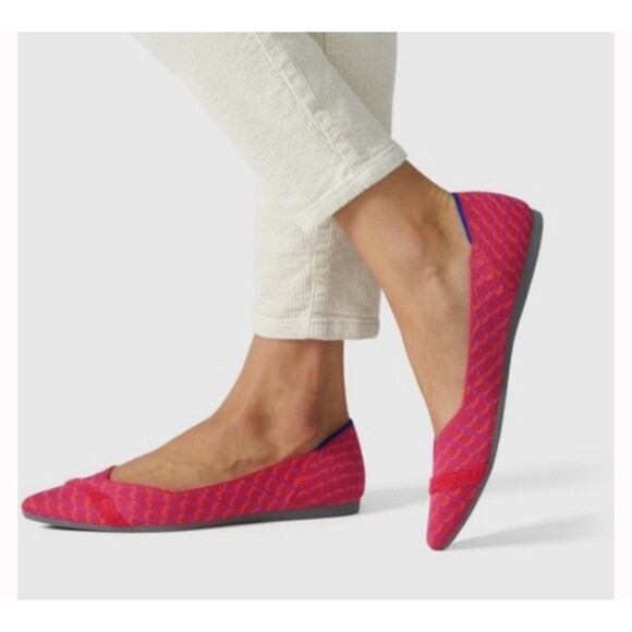 Rothy's Shoes - Rothy's The Point Flats 9.5 Pomegranate Grid Knit Slip-On Ballet Flats Women